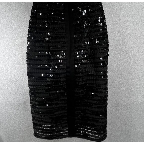 Nanette Lepore Roulette Black Sequin Dress Womens 8 Criss Cross Back Party Event - Picture 7 of 16